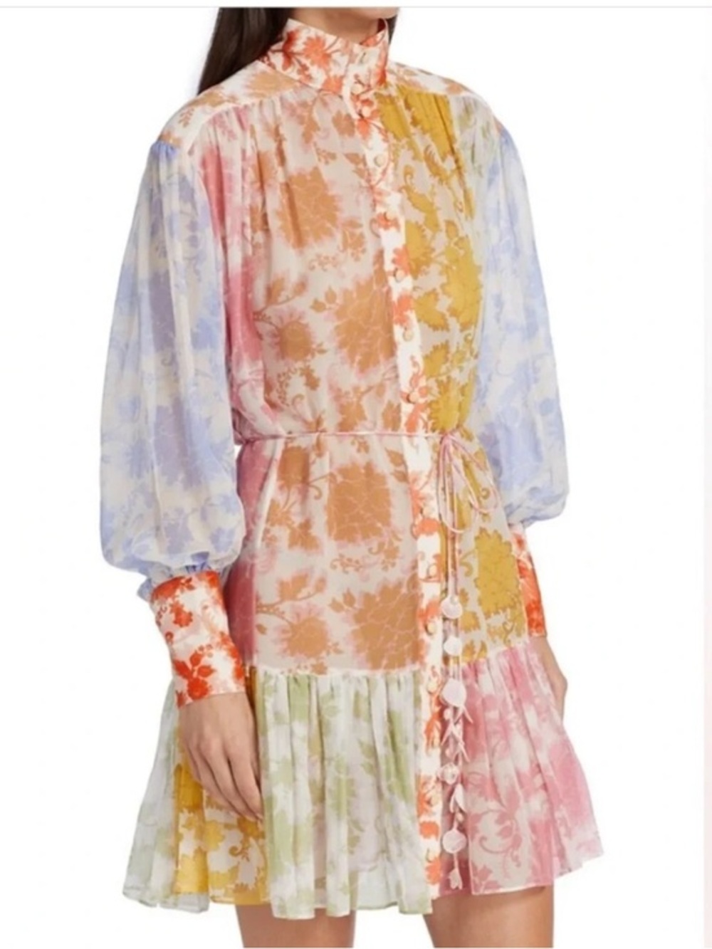 Zimmermann NWT Postcard Lantern Floral Patchwork Mini Dress Size 2 or US Medium